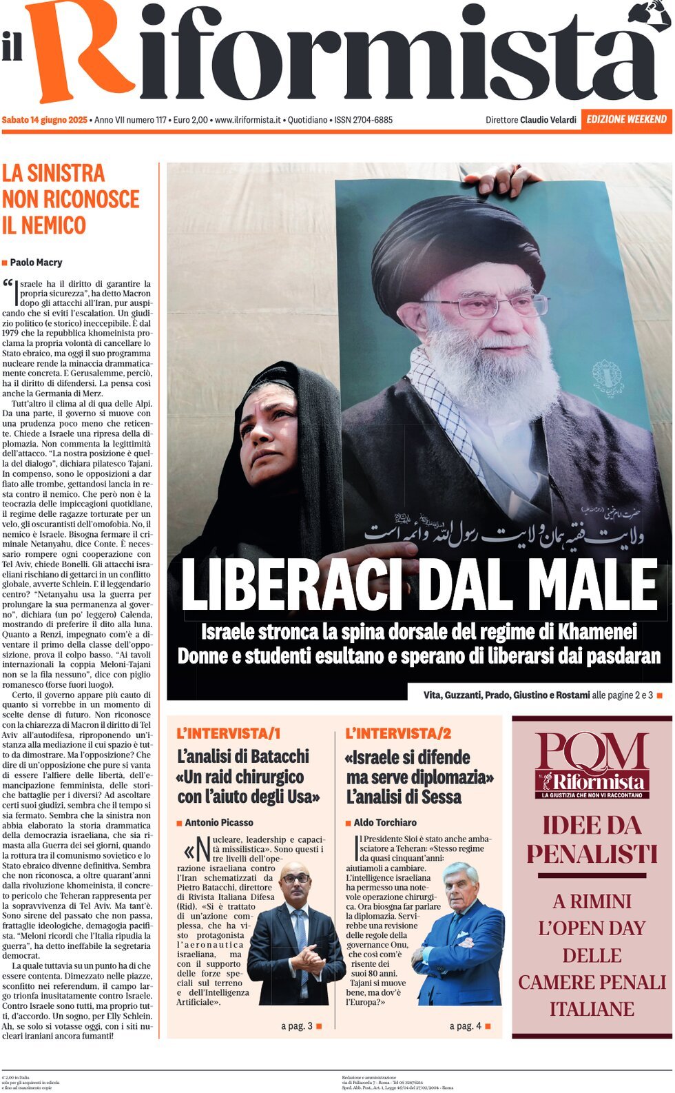 Prima Pagina Il Riformista 15/06/2025