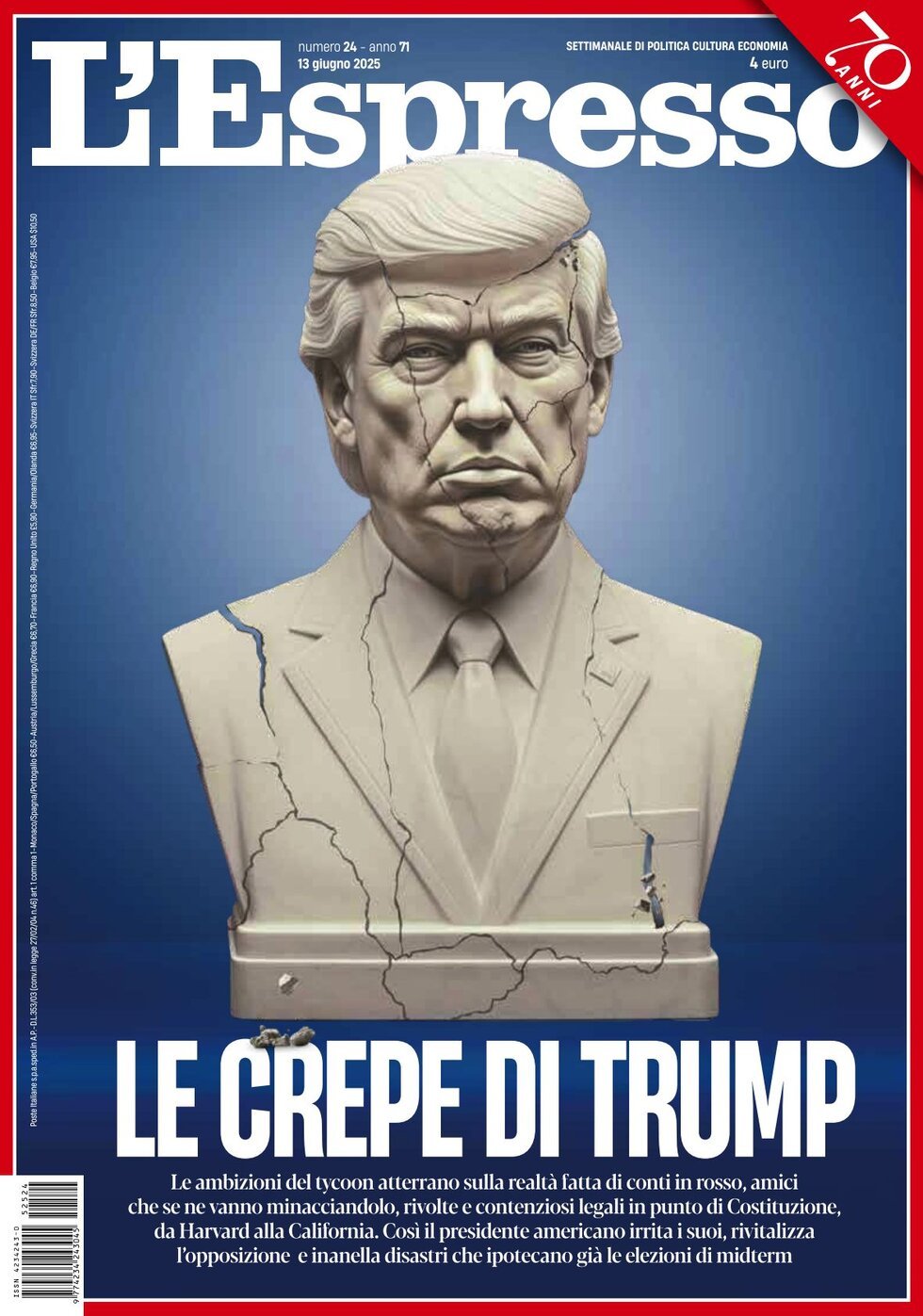 Copertina L'Espresso 13/06/2025