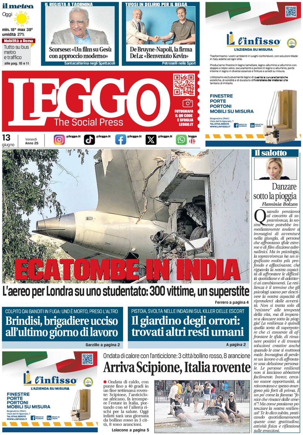 Prima Pagina Leggo (Roma) 13/06/2025