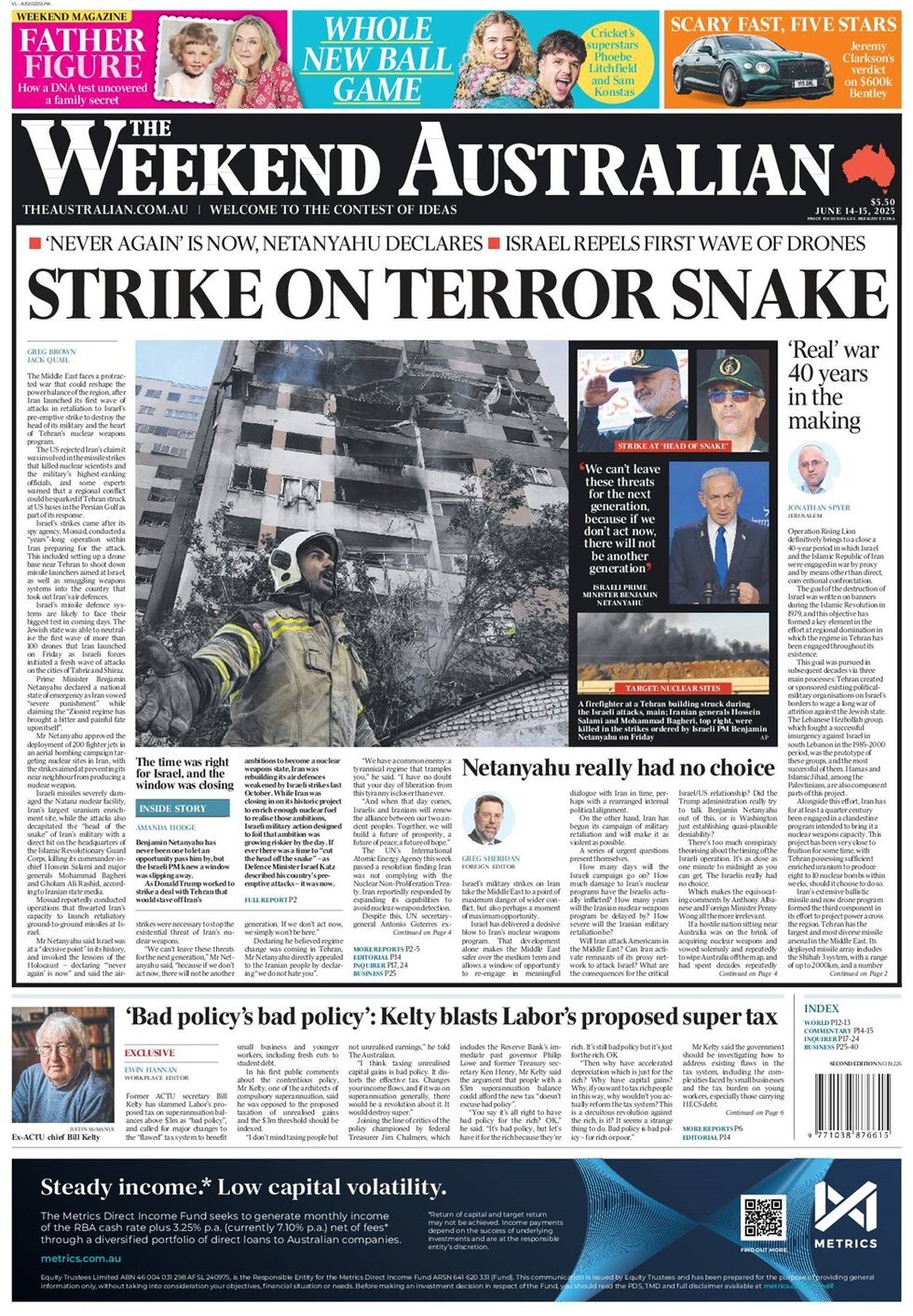 Prima Pagina The Australian 15/06/2025