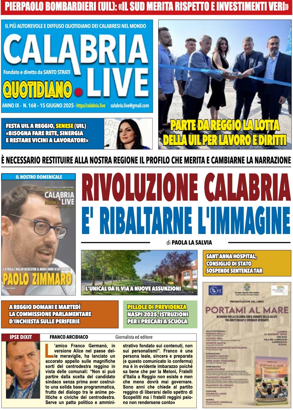 Prima Pagina Calabria Live 15/06/2025