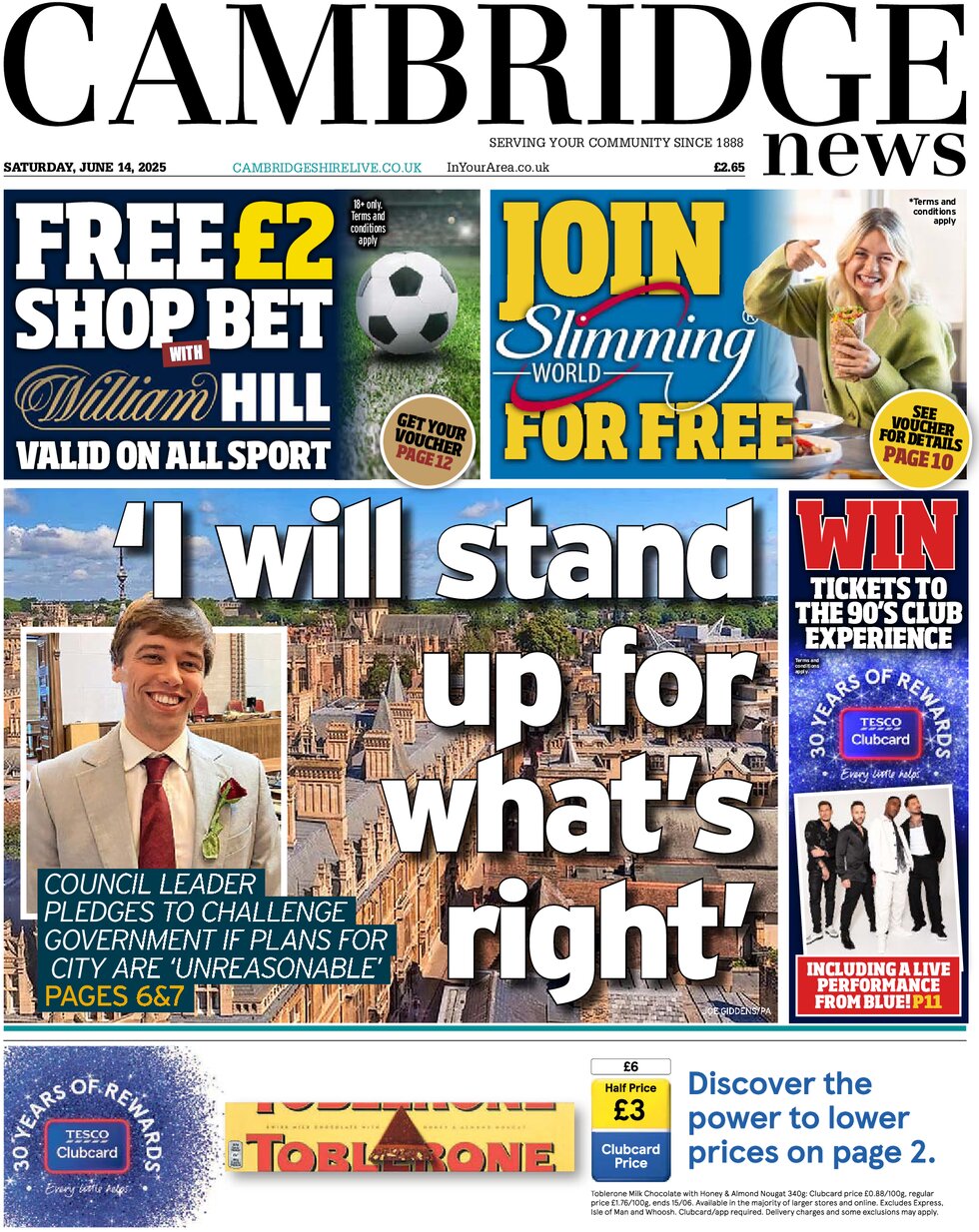 Prima Pagina Cambridge News 14/06/2025