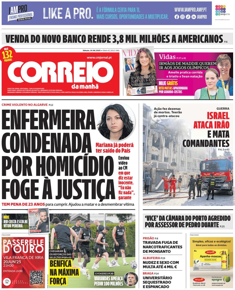 Prima Pagina Correio da Manhã 14/06/2025
