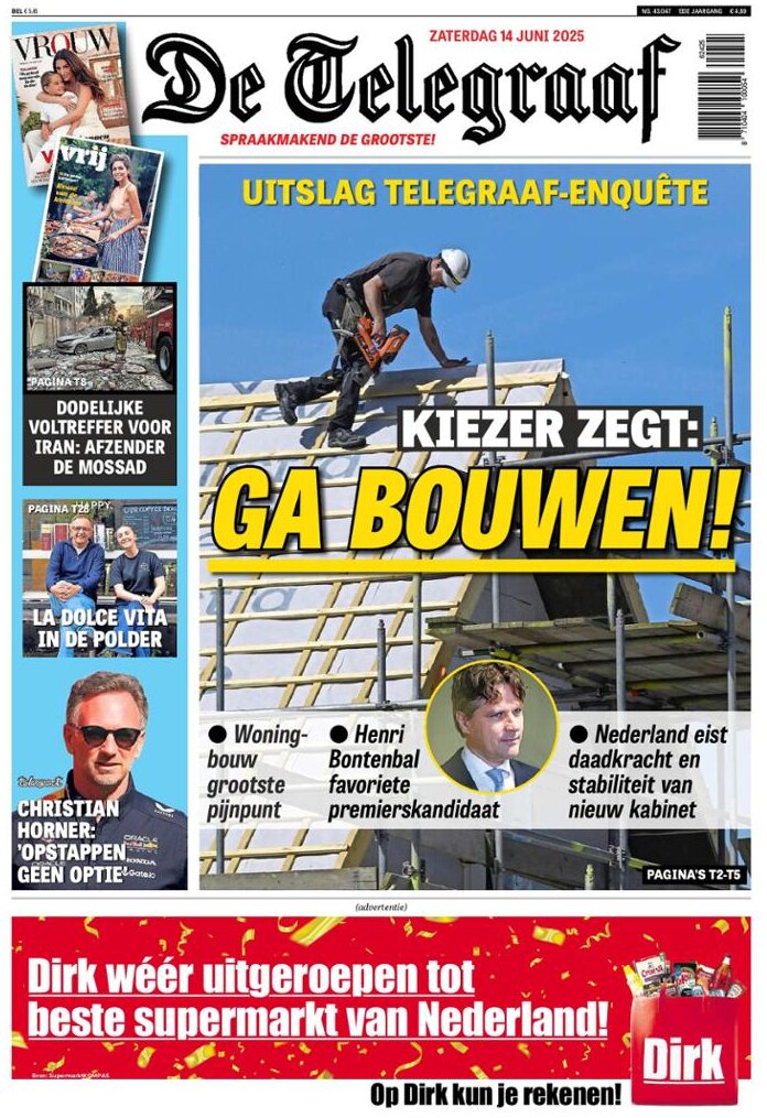 Prima Pagina De Telegraaf 14/06/2025