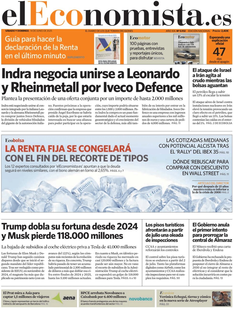 Prima Pagina El Economista 14/06/2025