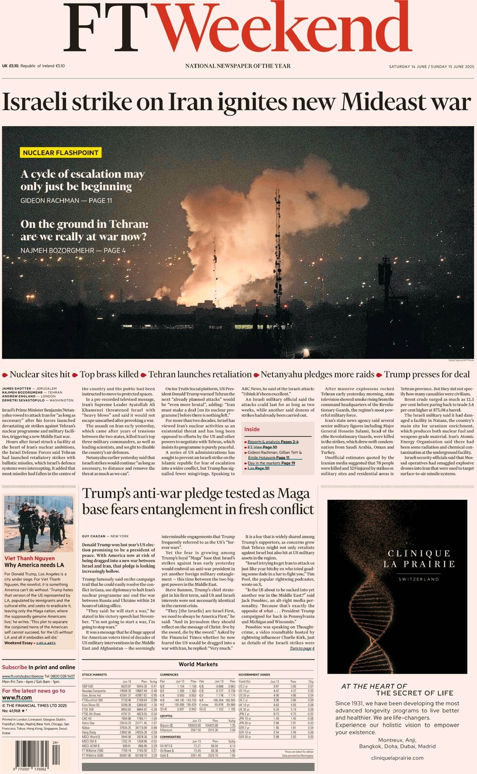 Prima Pagina Financial Times 15/06/2025