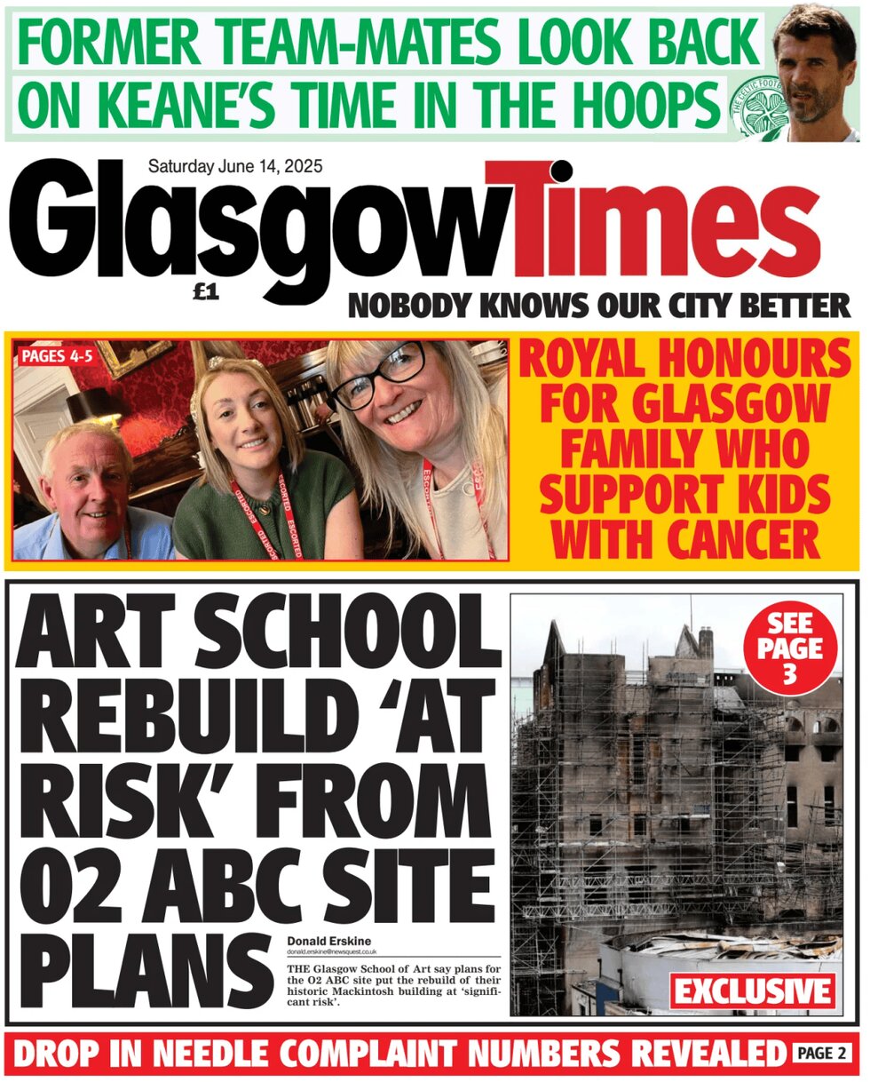 Prima Pagina Glasgow Times 14/06/2025