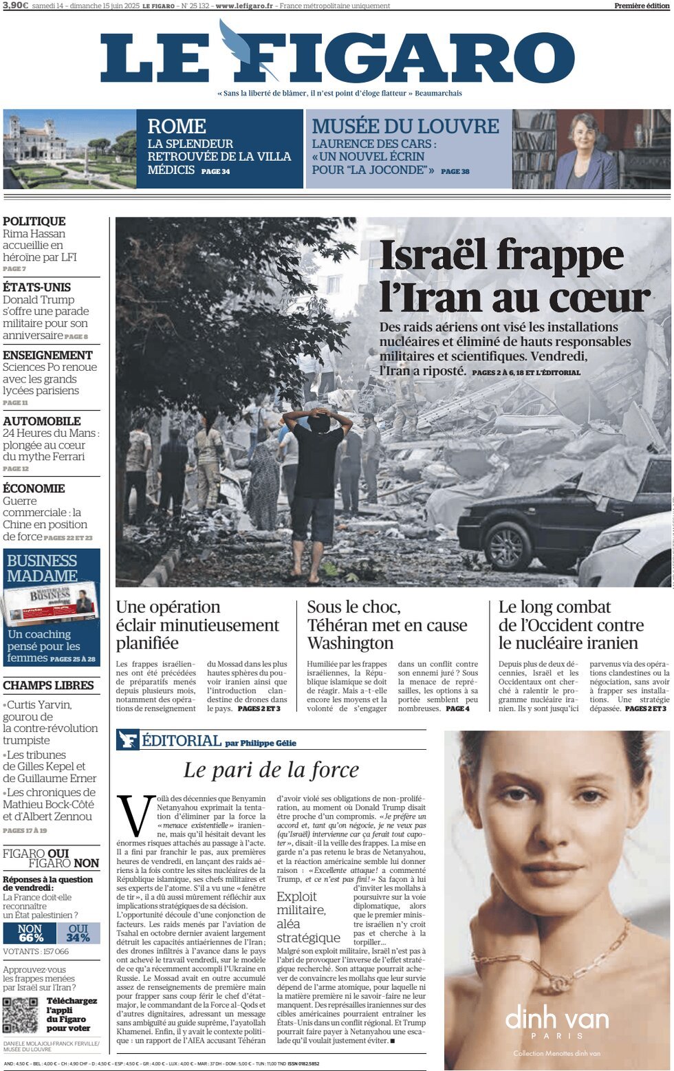 Prima Pagina Le Figaro 15/06/2025