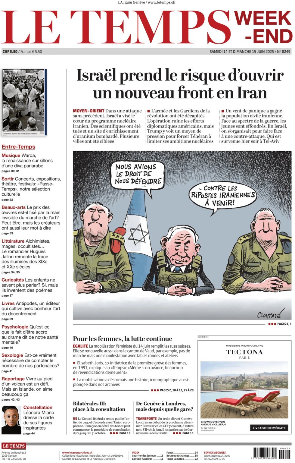 Prima Pagina Le Temps 15/06/2025