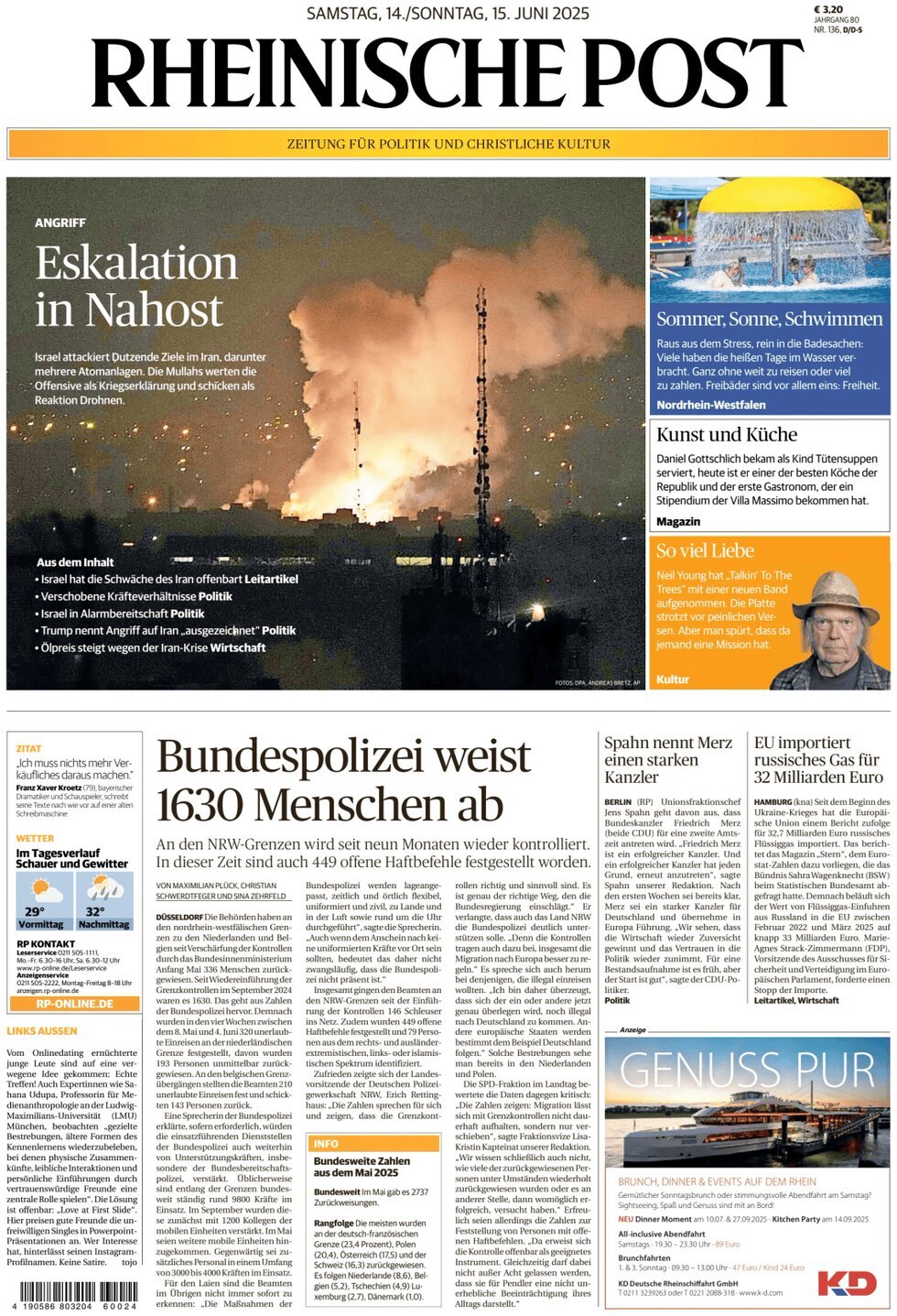 Prima Pagina Rheinische Post 14/06/2025