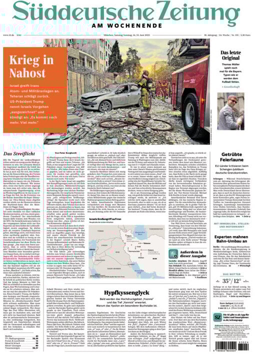 Prima Pagina Süddeutsche Zeitung 14/06/2025