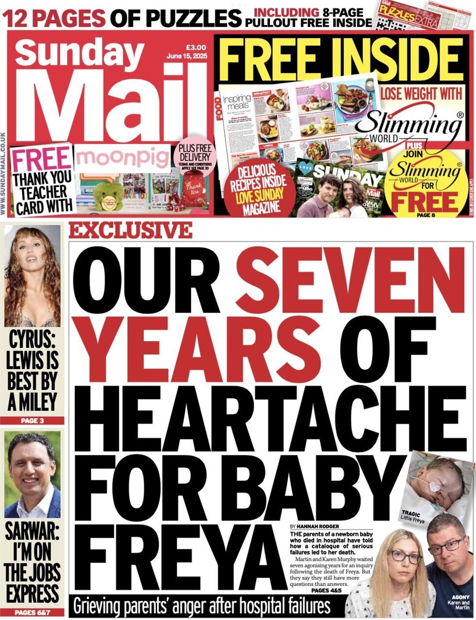 Copertina Sunday Mail 15/06/2025