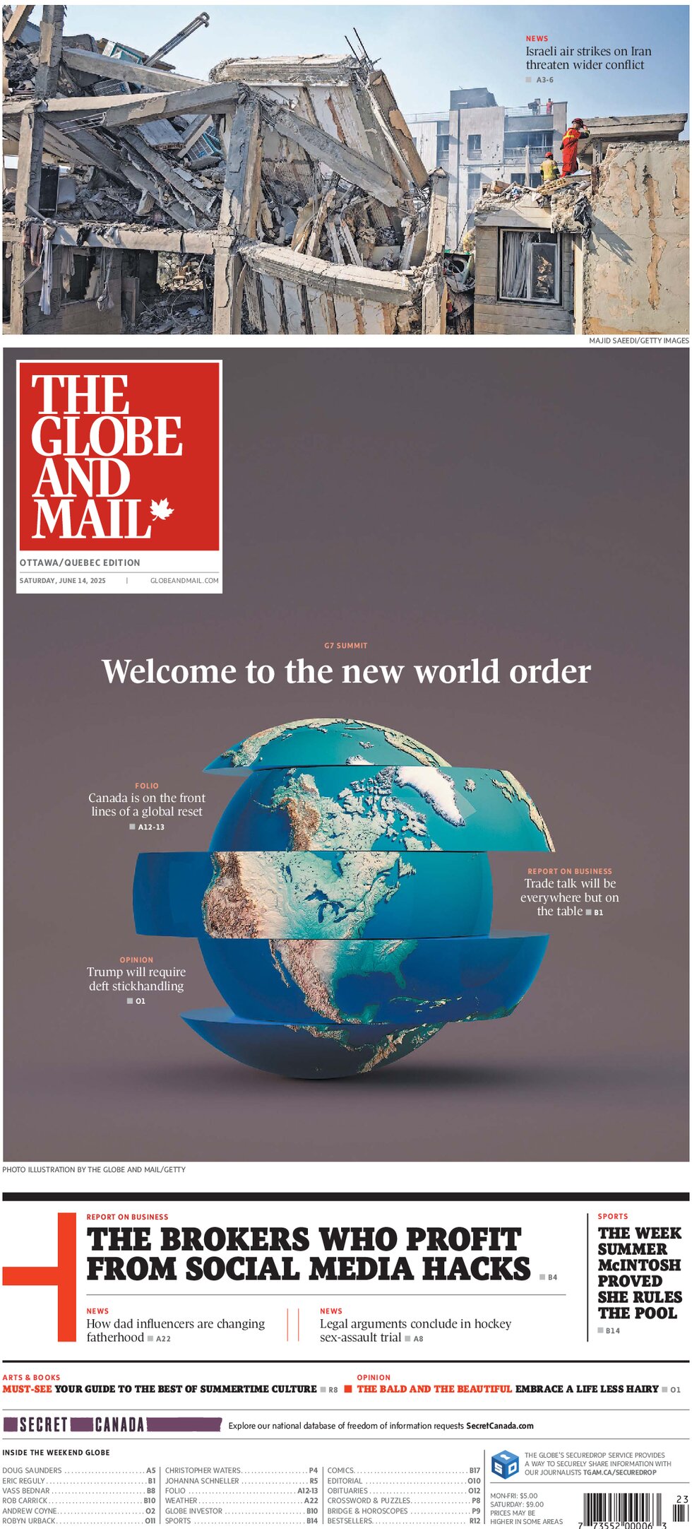 Prima Pagina The Globe and Mail 14/06/2025
