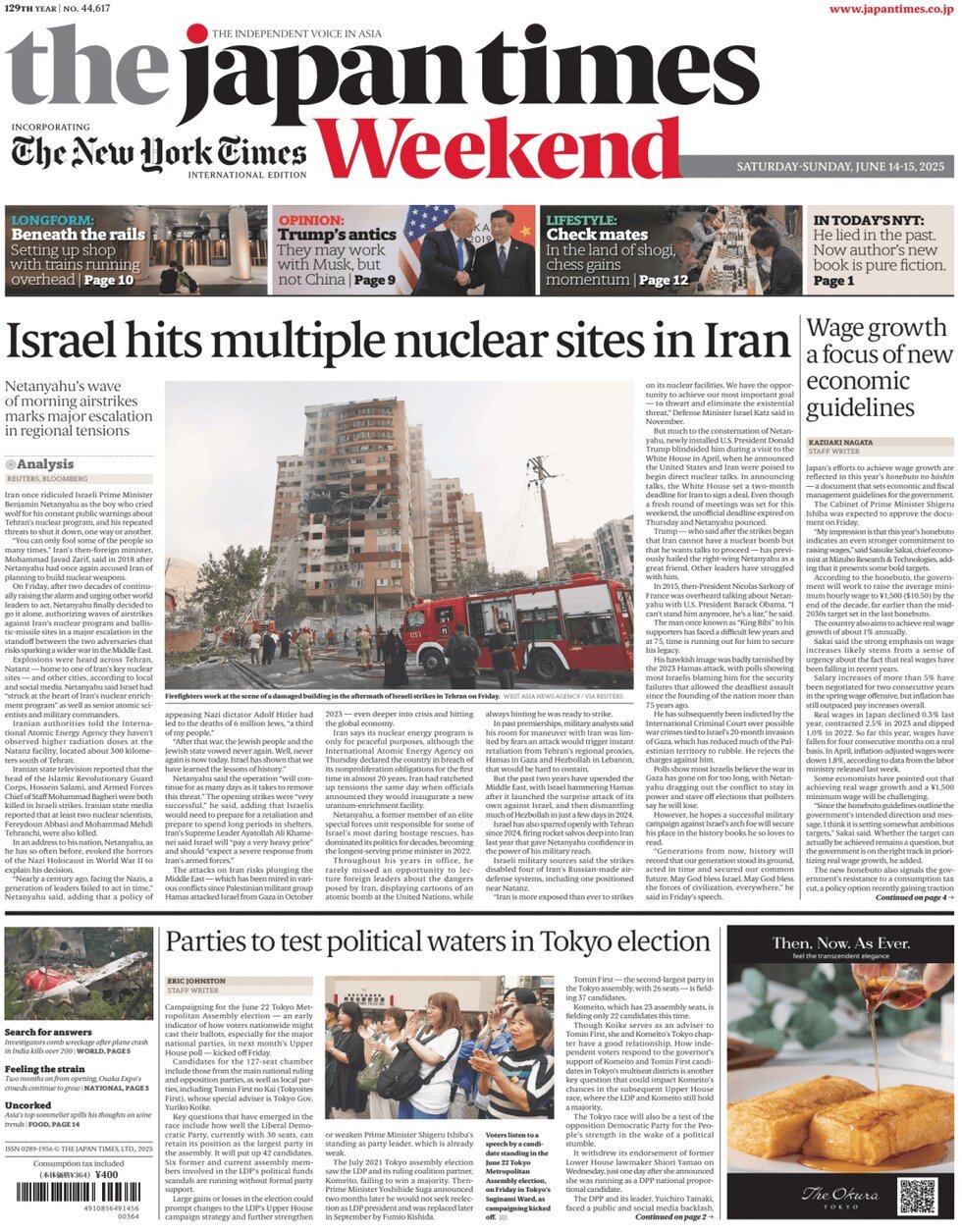 Prima Pagina The Japan Times 15/06/2025