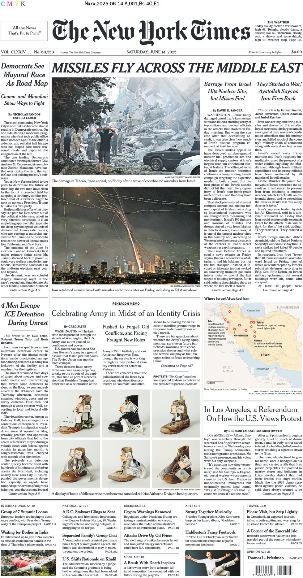 Prima Pagina The New York Times 14/06/2025