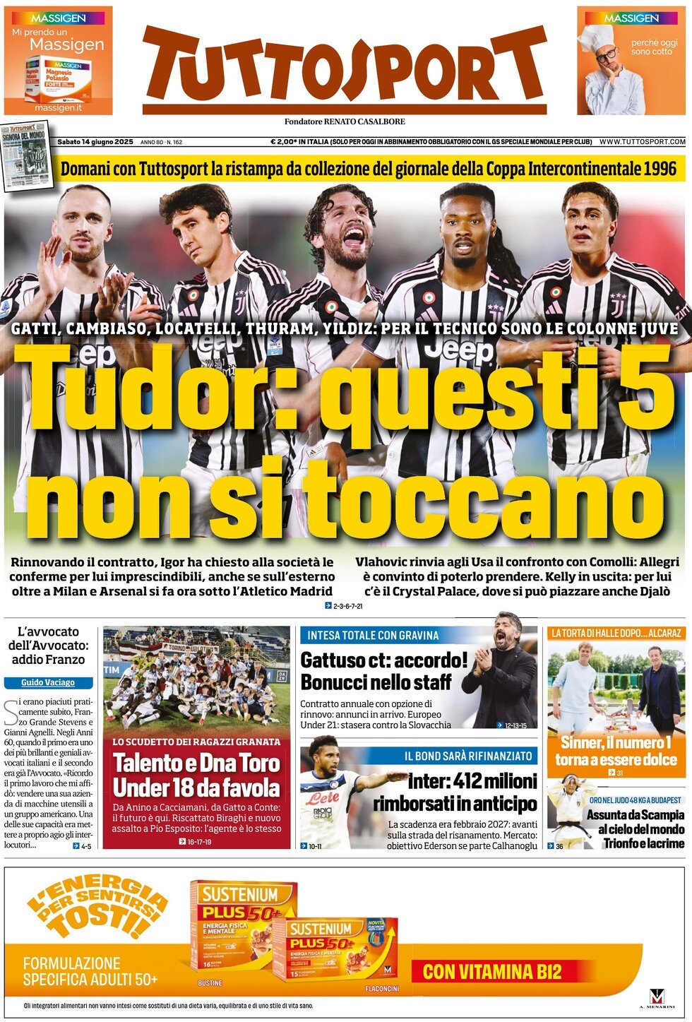 Prima Pagina Tuttosport 14/06/2025