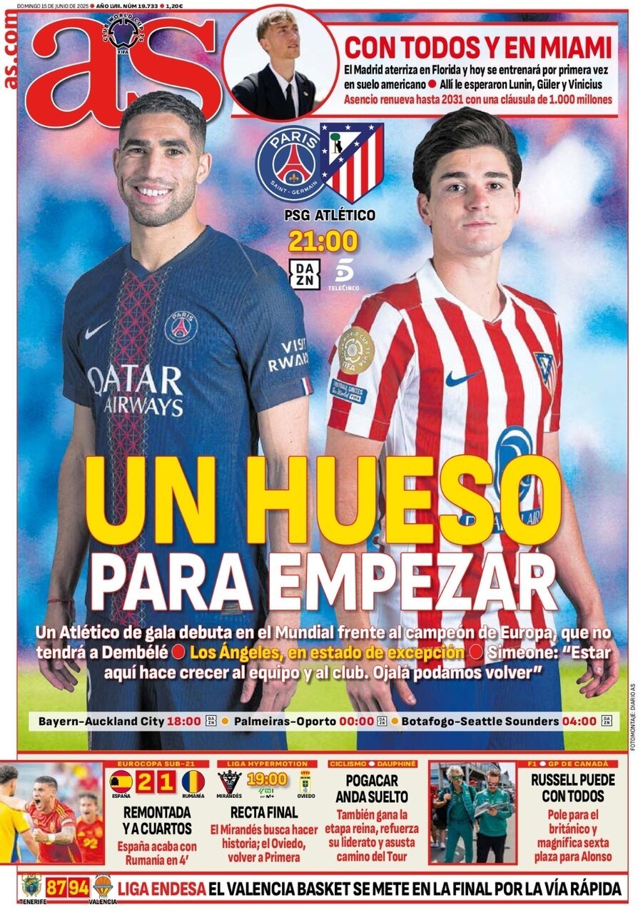 Prima Pagina AS (Madrid) 15/06/2025