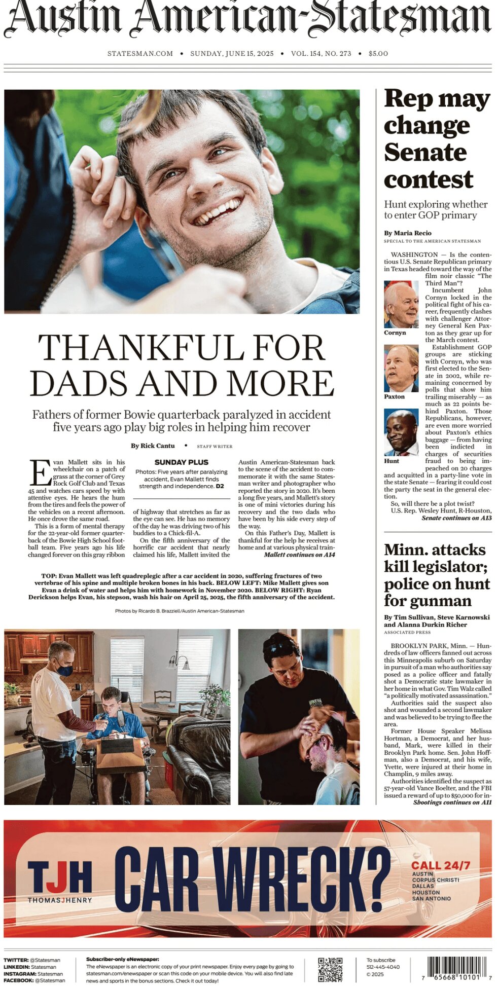 Prima Pagina Austin American-Statesman 15/06/2025