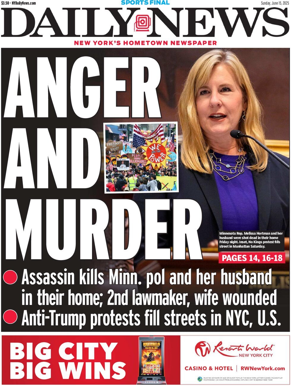 Prima Pagina Daily News (New York) 15/06/2025