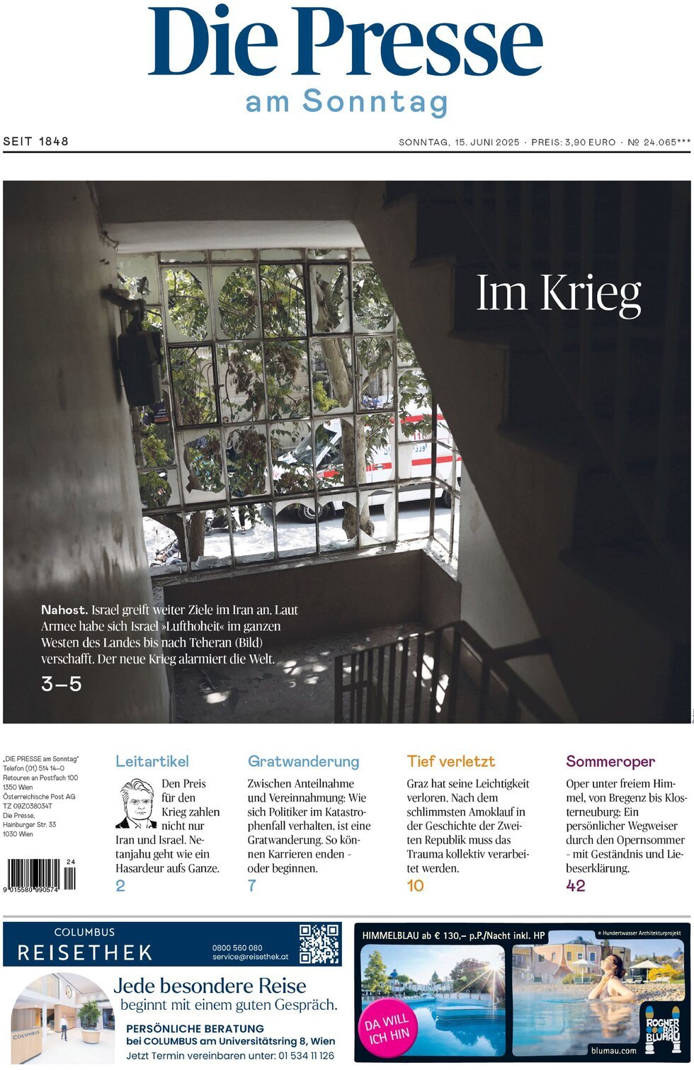 Prima Pagina Die Presse 15/06/2025