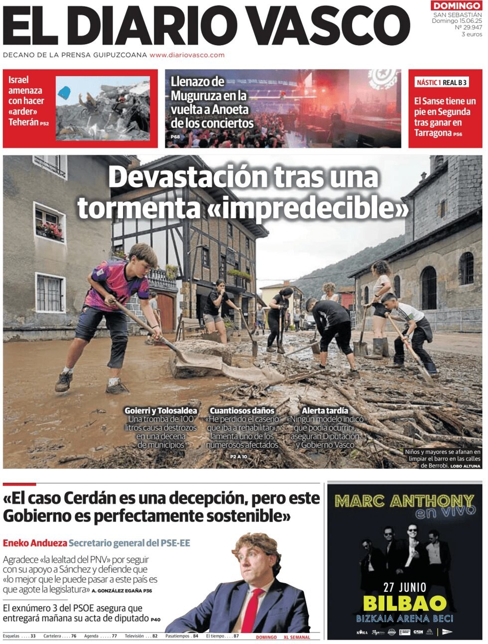 Prima Pagina El Diario Vasco 15/06/2025