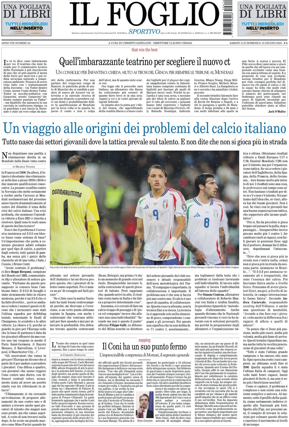 Copertina Il Foglio Sportivo 15/06/2025