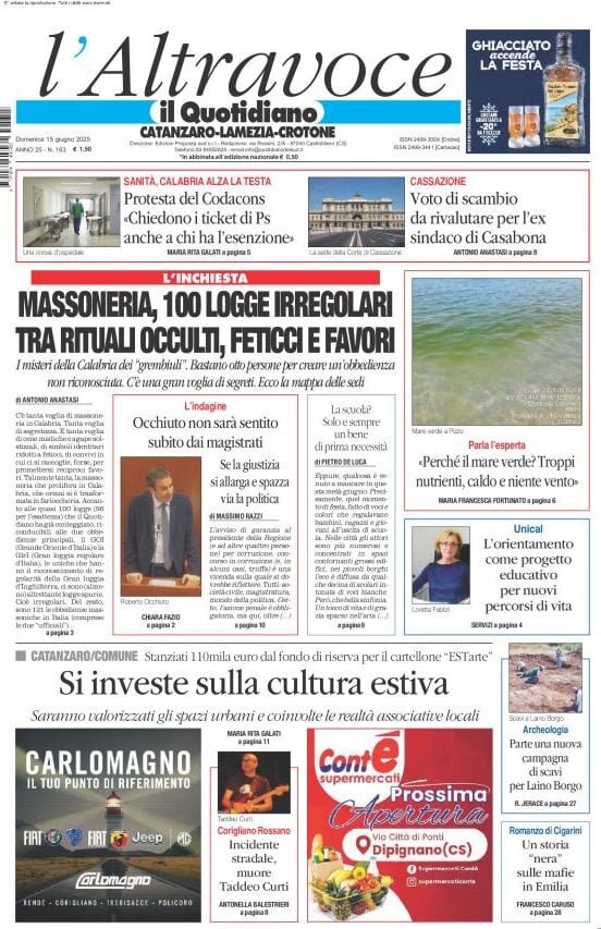 Prima Pagina Il Quotidiano del Sud (Catanzaro) 15/06/2025