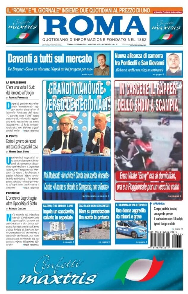Prima Pagina Il Roma (Quotidiano di Napoli) 15/06/2025