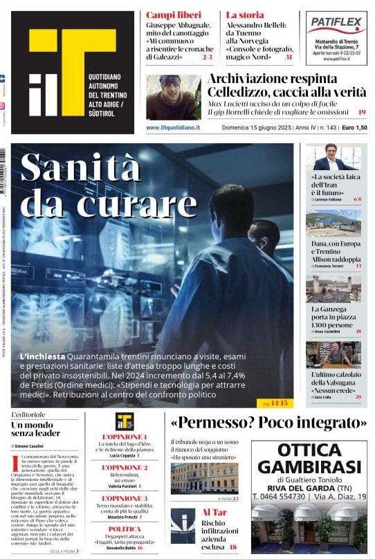 Prima Pagina Il T Quotidiano 15/06/2025