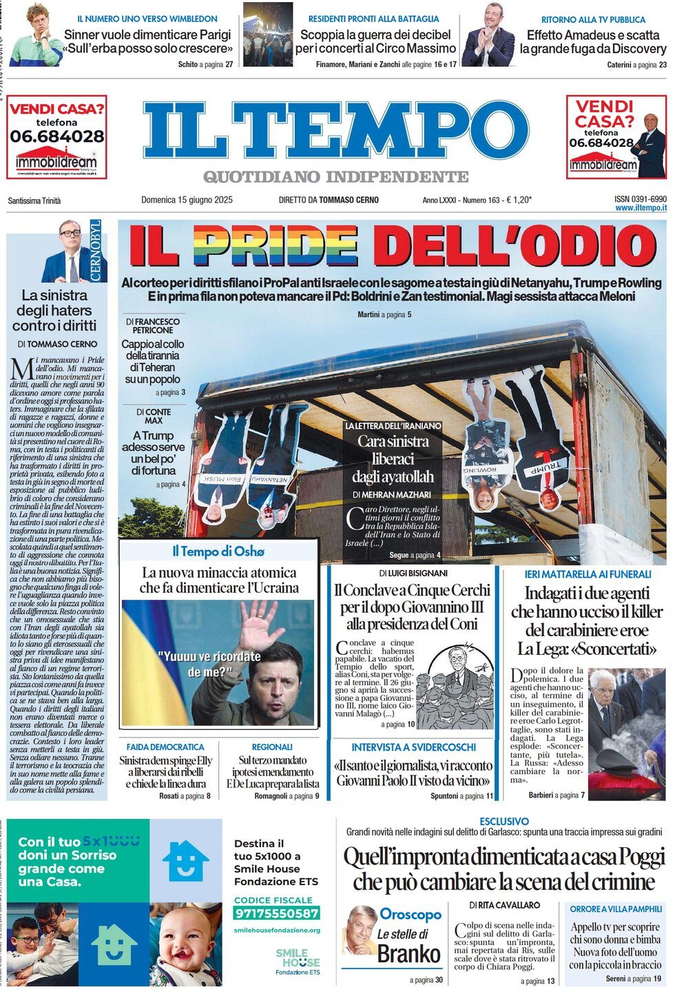 Prima Pagina Il Tempo 15/06/2025