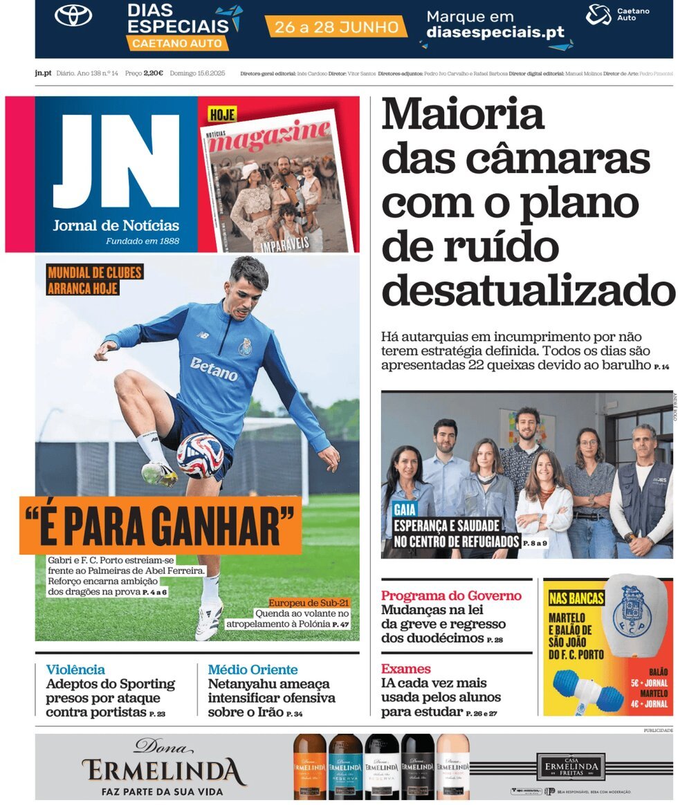 Prima Pagina Jornal de Notícias 15/06/2025