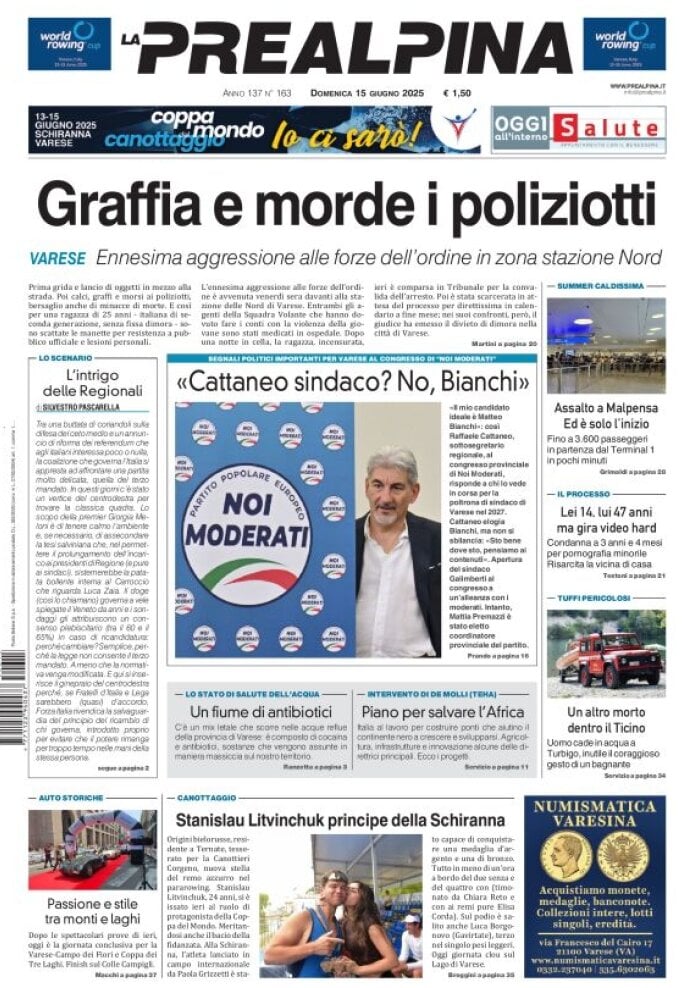 Prima Pagina La Prealpina 15/06/2025