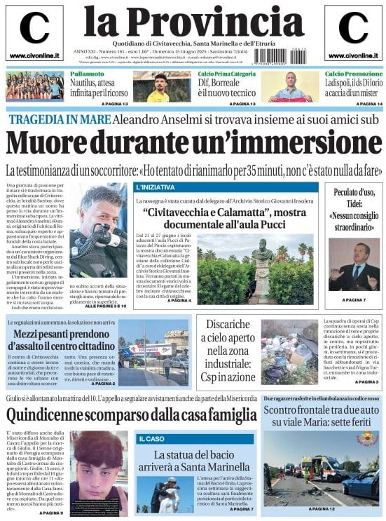 Prima Pagina La Provincia di Civitavecchia 15/06/2025