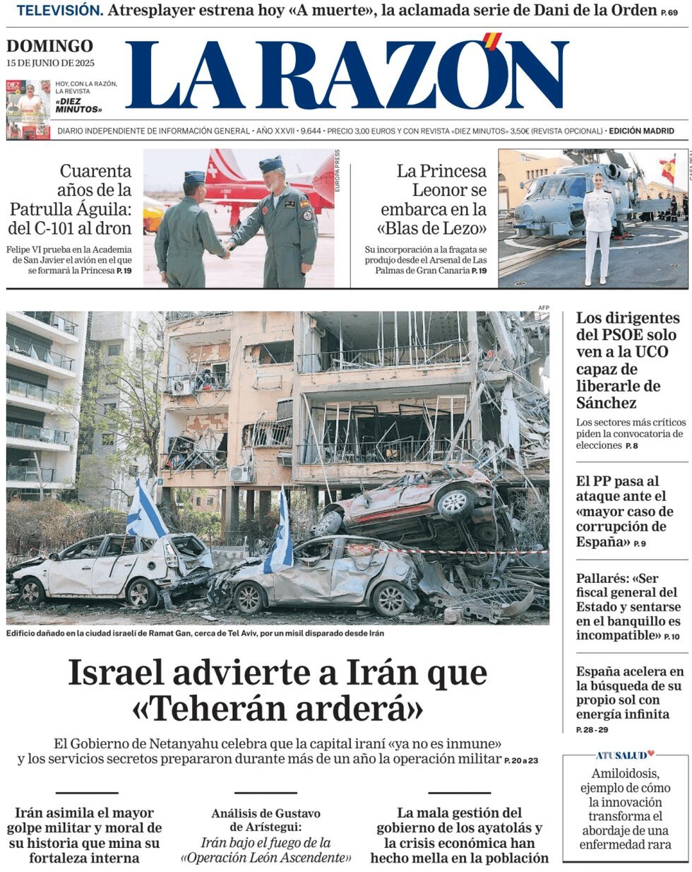 Prima Pagina La Razón 15/06/2025