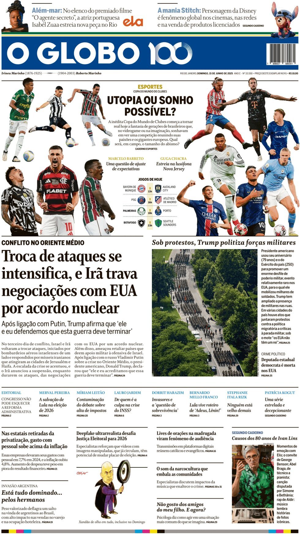 Prima Pagina O Globo 15/06/2025