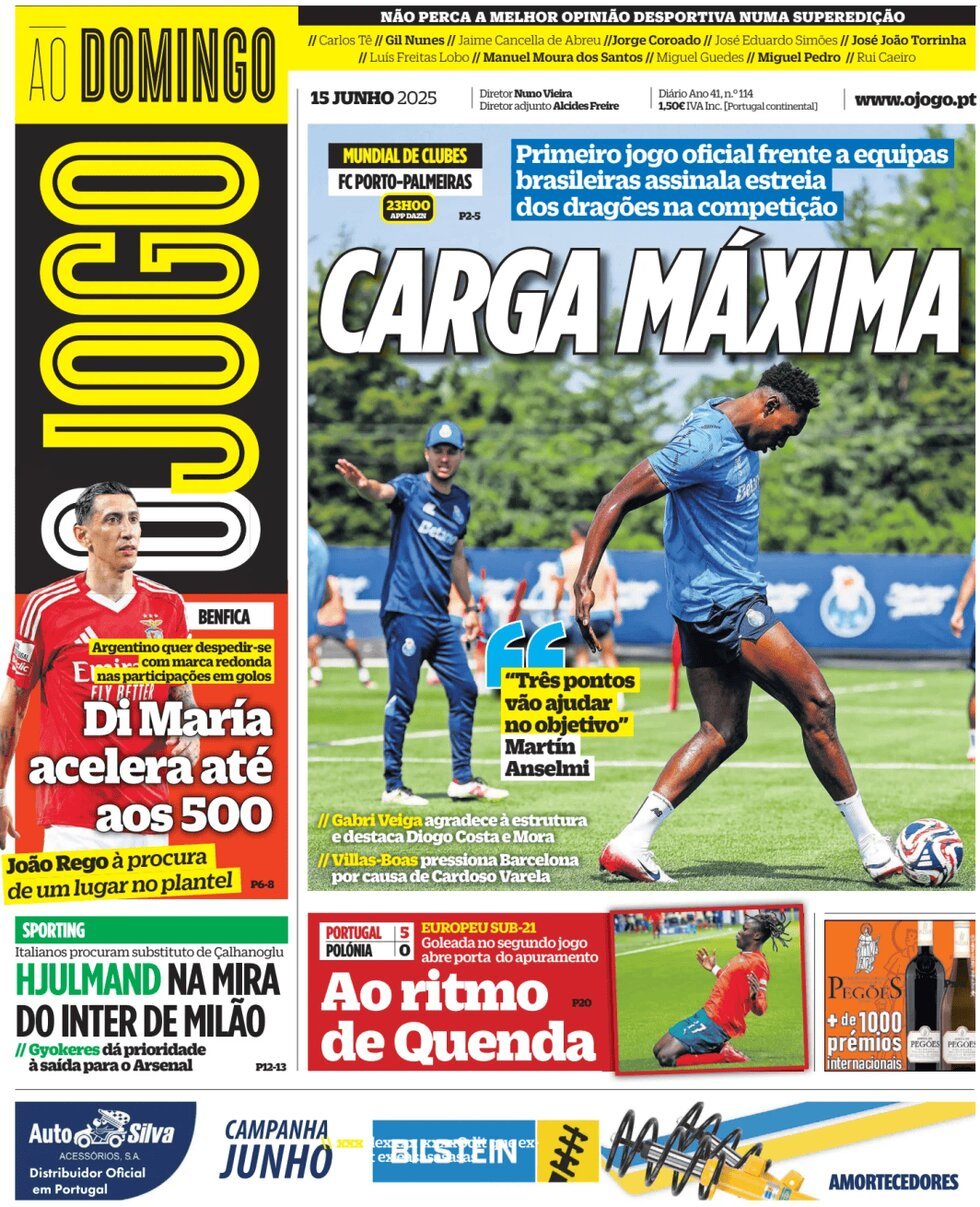 Prima Pagina O Jogo 15/06/2025