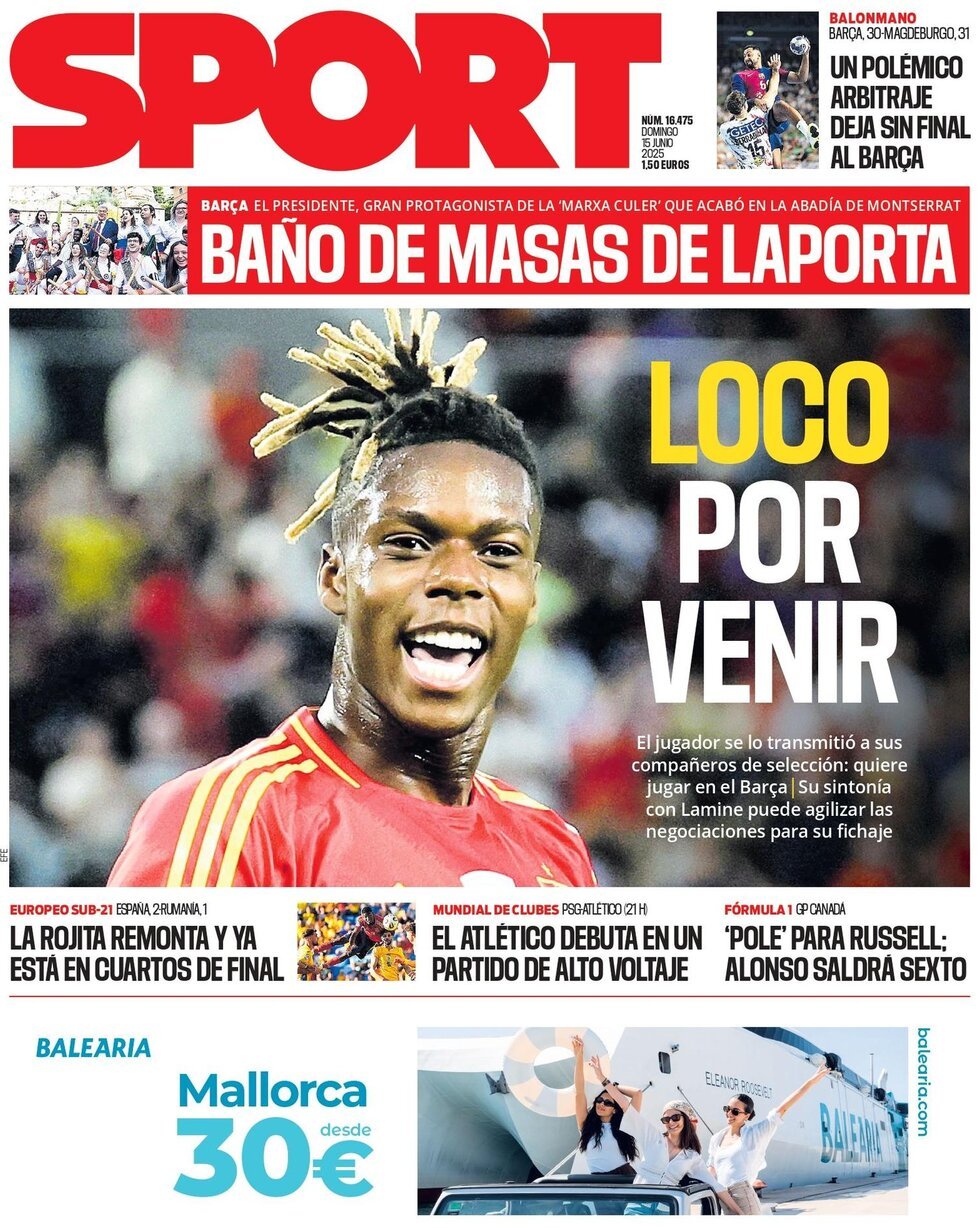 Prima Pagina SPORT (Barcelona) 15/06/2025