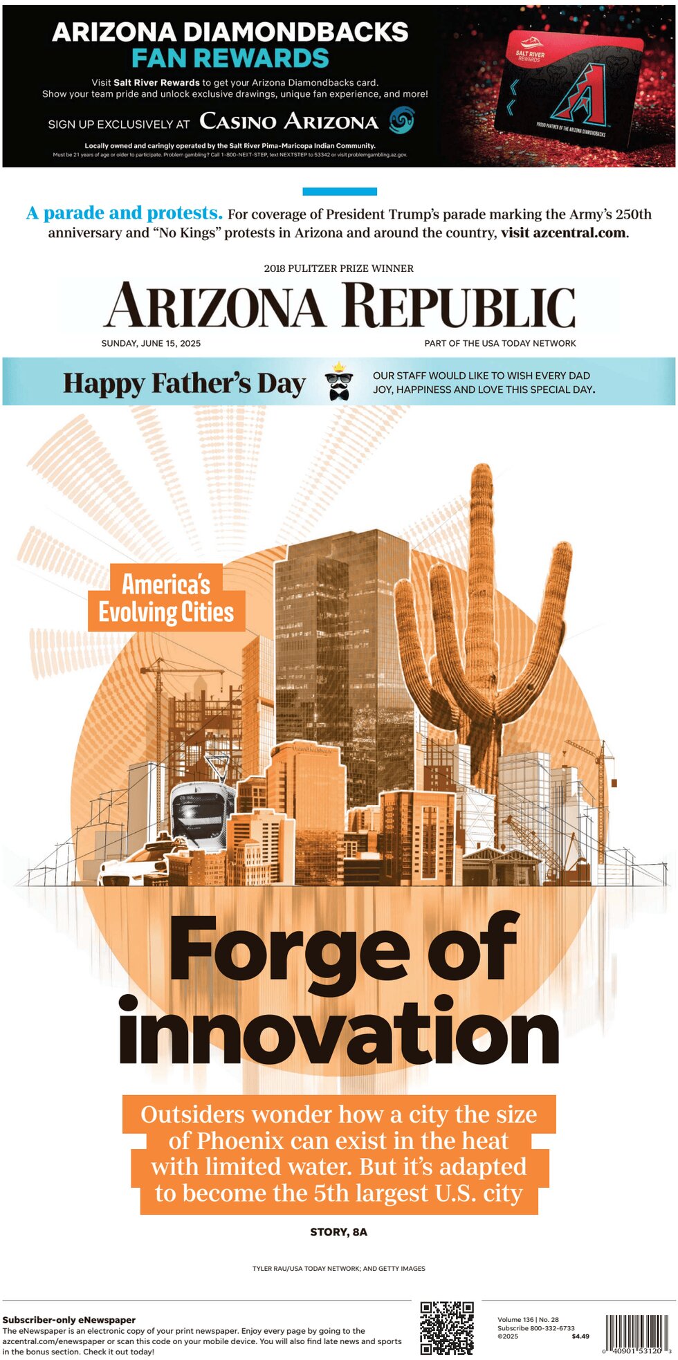 Prima Pagina The Arizona Republic 15/06/2025