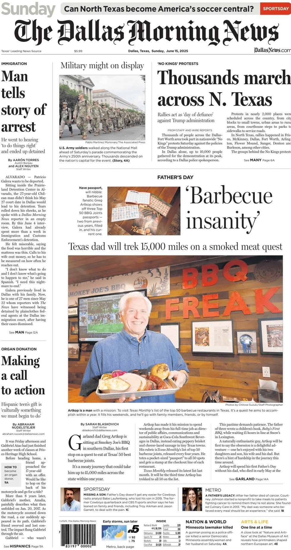Prima Pagina The Dallas Morning News 15/06/2025