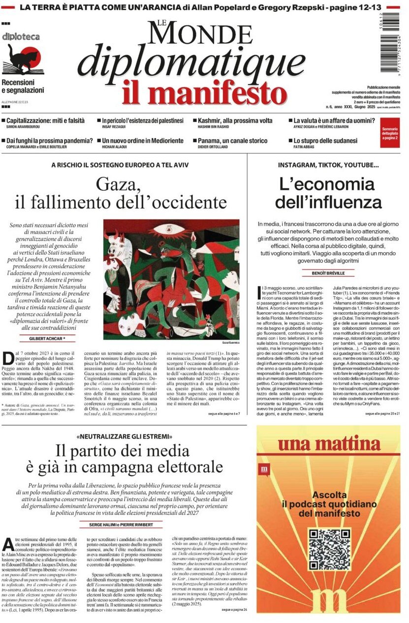 Copertina Le Monde diplomatique (Il Manifesto) 16/06/2025