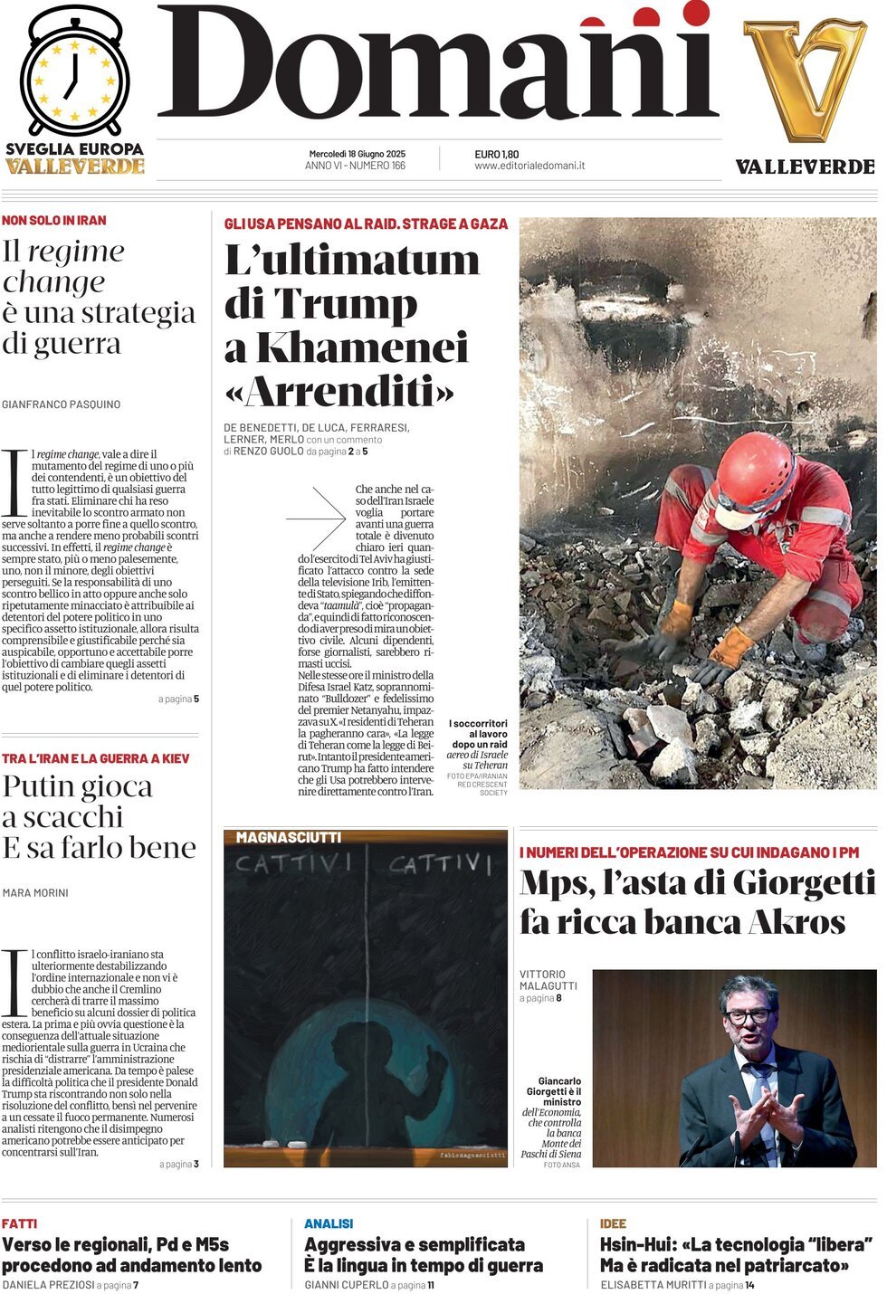 Prima Pagina Domani 18/06/2025