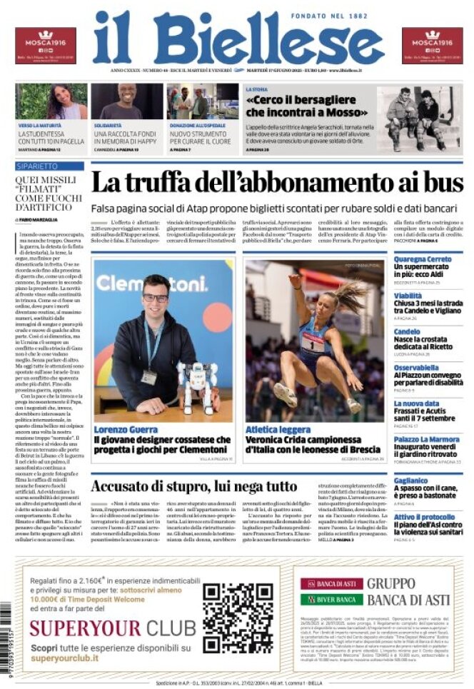 Copertina Il Biellese 17/06/2025