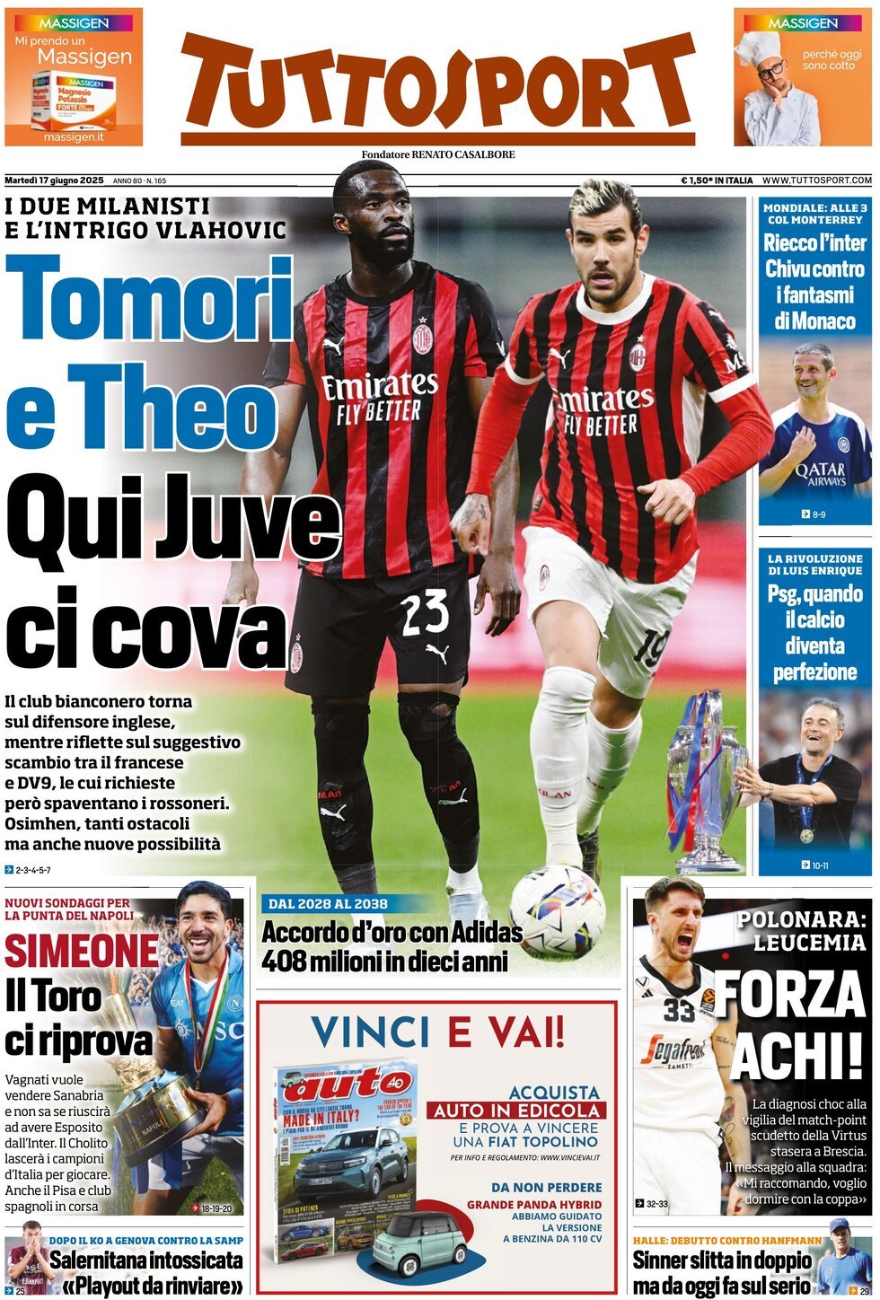 Prima Pagina Tuttosport 17/06/2025