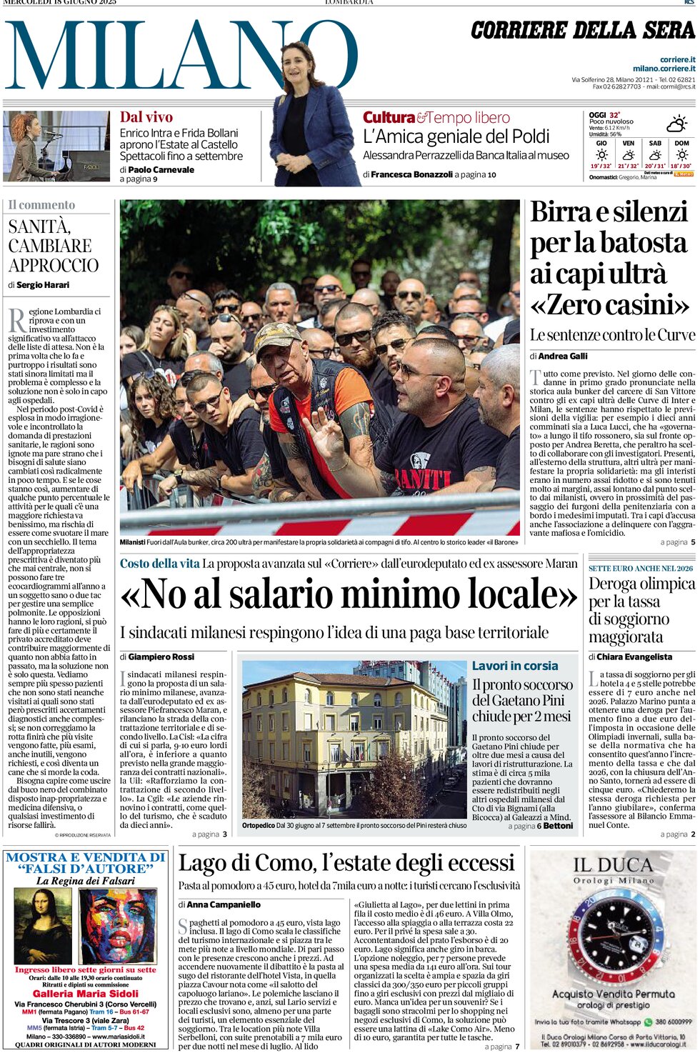 Prima Pagina Corriere della Sera (Milano) 18/06/2025