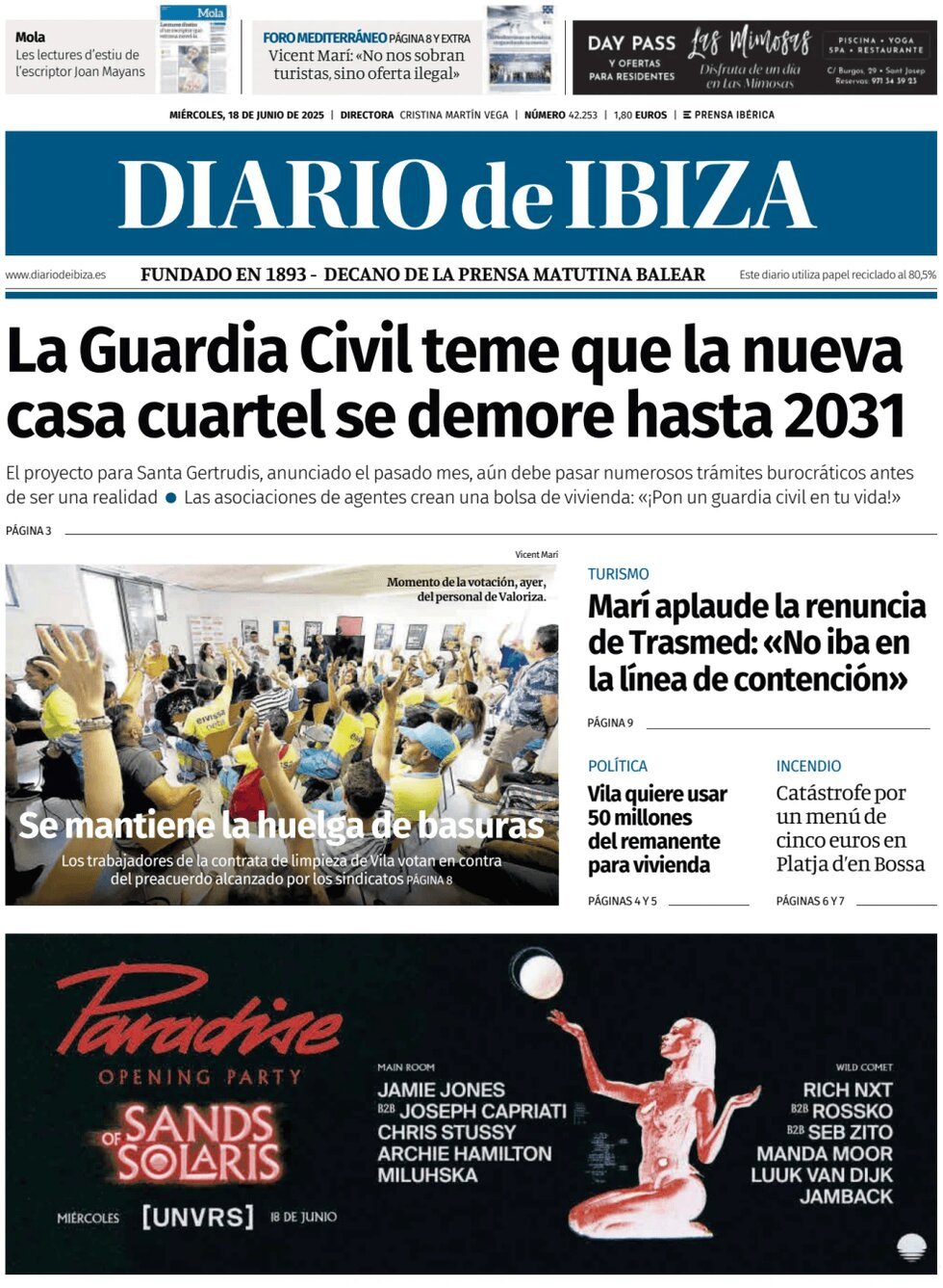 Prima Pagina Diario de Ibiza 18/06/2025