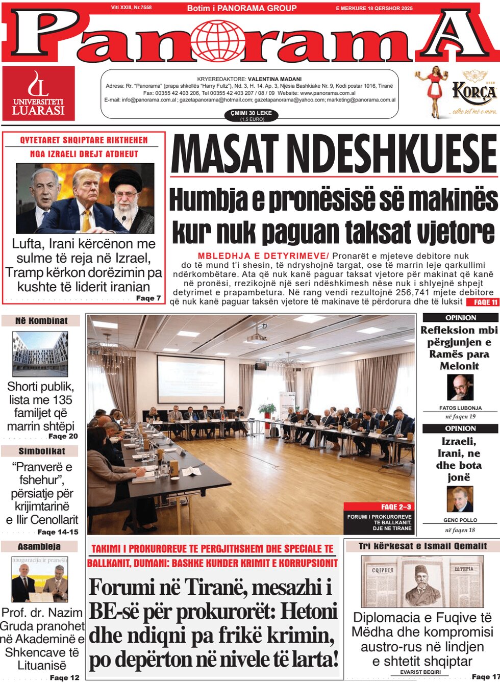 Prima Pagina Gazeta Panorama 18/06/2025