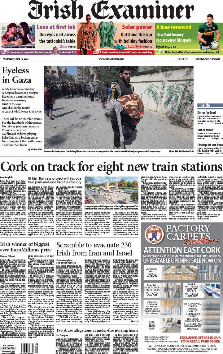 Prima Pagina Irish Examiner 18/06/2025