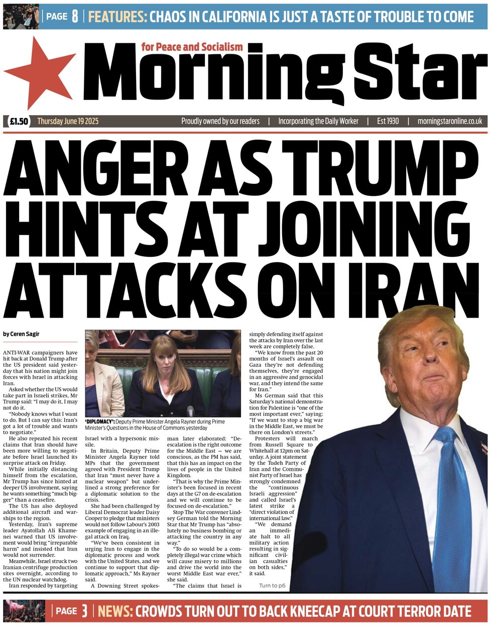 Prima Pagina Morning Star 19/06/2025