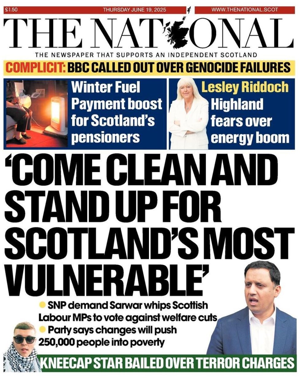 Prima Pagina The National (Scotland) 19/06/2025