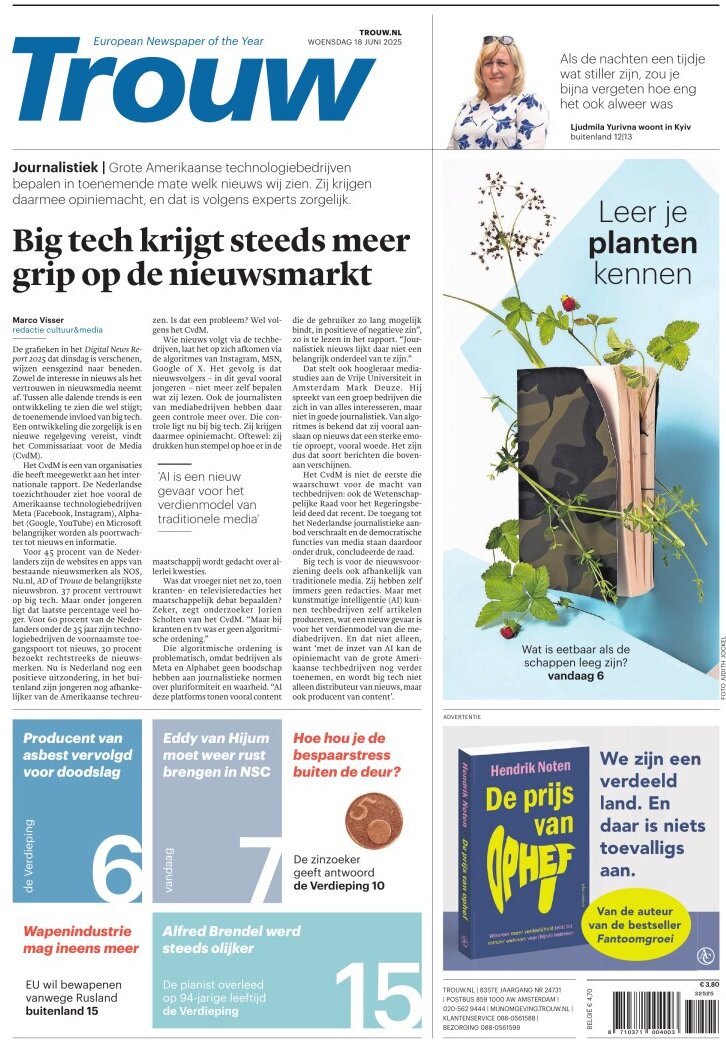 Prima Pagina Trouw 18/06/2025